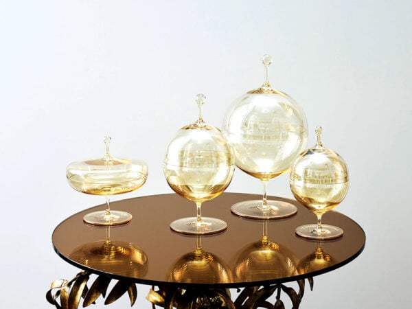 Lobmeyr Crystal Candy Dishes in Gold Lustre | Kneen & Co