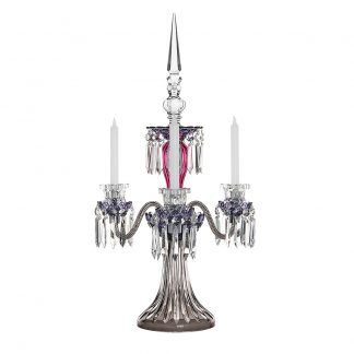 Saint-Louis Crystal Arlequin Three-Light Candelabra Amethyst and Purple