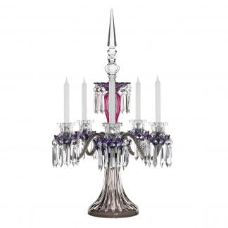 Saint-Louis Crystal Arlequin Five-Light Candelabra Amethyst and Purple
