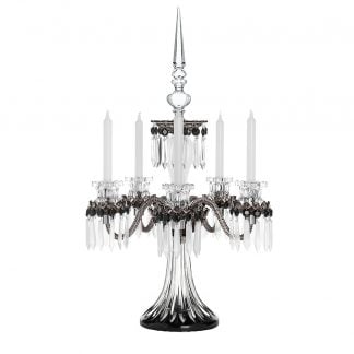 Saint-Louis Crystal Arlequin Five-Light Candelabra Black and Clear