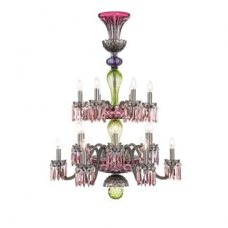 Saint-Louis Arlequin 18-Light Chandelier Amethyst and Chartreuse