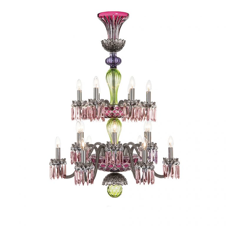 Saint-Louis Arlequin 18-Light Chandelier Amethyst and Chartreuse Saint-Louis Arlequin 18-Light Chandelier Amethyst and Chartreuse