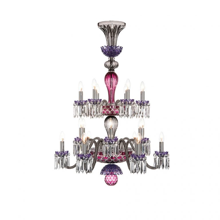 Saint-Louis Crystal Arlequin 18-Light Chandelier Amethyst and Purple Saint-Louis Crystal Arlequin 18-Light Chandelier Amethyst and Purple