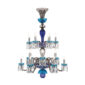 Saint-Louis Crystal Arlequin 18-Light Chandelier Dark Blue and Sky Blue