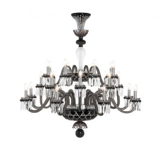 Saint-Louis Crystal Arlequin 24-Light Chandelier Black and Clear