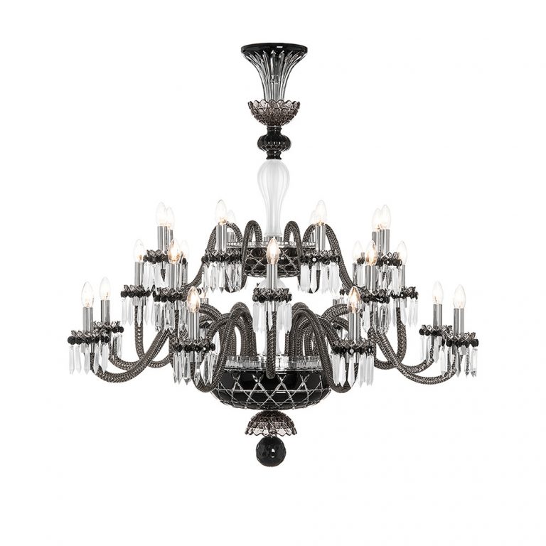 Saint-Louis Crystal Arlequin 24-Light Chandelier Black and Clear Saint-Louis Crystal Arlequin 24-Light Chandelier Black and Clear
