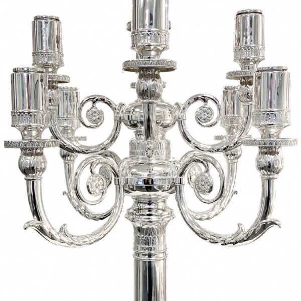 Robbe & Berking Empire Sterling Silver 9 Light Candelabra Close Up