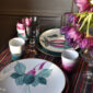 Marie Daage Jardins d’Udaïpur GF Table Setting in Fuchsia and Turquoise