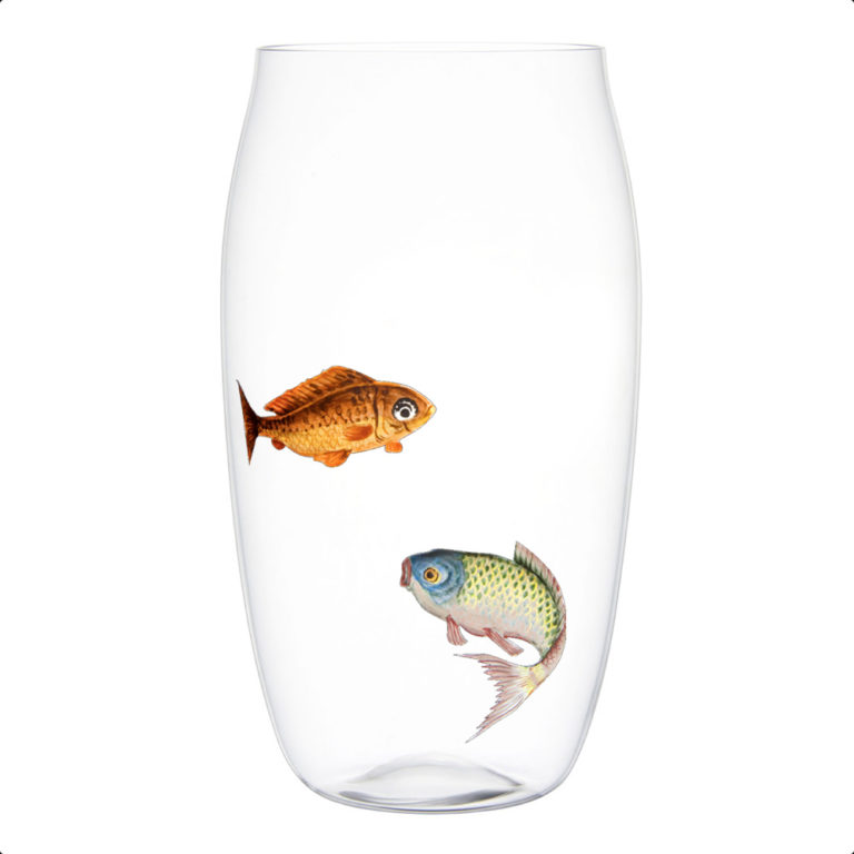 Lobmeyr Balloon Beer Tumbler with Painted Fish C Lobmeyr Balloon Beer Tumbler with Painted Fish C