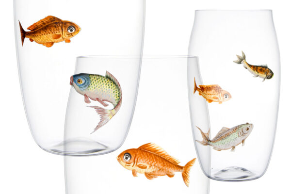 Lobmeyr Balloon Beer Tumbler with Painted Fish B