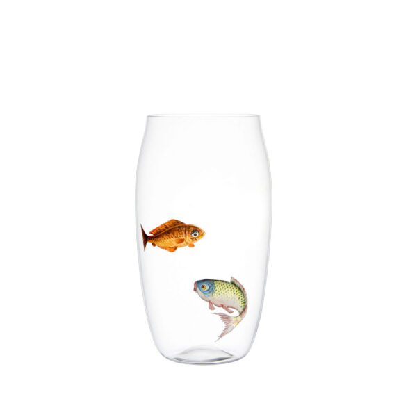 Lobmeyr Balloon Beer Tumbler with Painted Fish C Lobmeyr Crystal Balloon Beer Tumbler with Painted Fish C