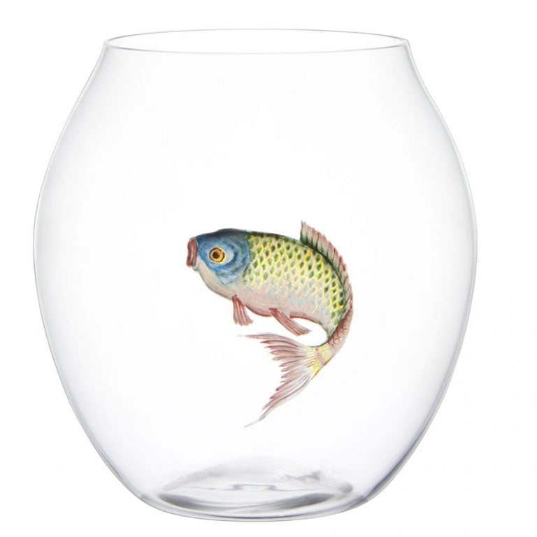 Lobmeyr Balloon Tumbler with Painted Fish B Lobmeyr Balloon Tumbler with Painted Fish B