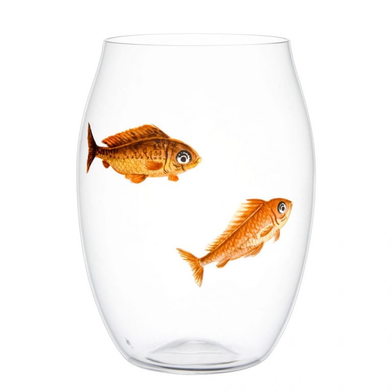 Lobmeyr Balloon Convex Tumbler with Painted Fish C Lobmeyr Balloon Convex Tumbler with Painted Fish C