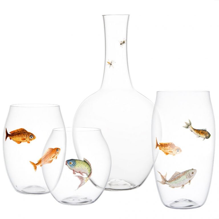 Lobmeyr Balloon Tumblers with Painted Fish Lobmeyr Balloon Tumblers with Painted Fish