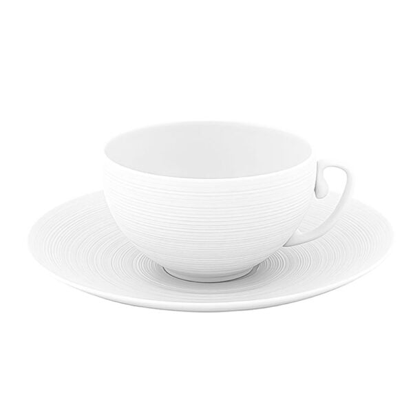 J.L Coquet Hemisphere White Breakfast Cup And Saucer