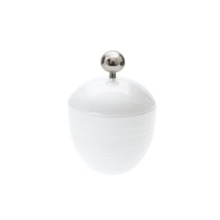 J.L Coquet Hemisphere White Covered Sugar Bowl Stainless Steel
