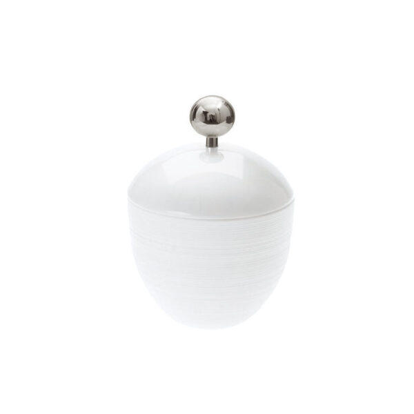J.L Coquet Hemisphere White Covered Sugar Bowl Stainless Steel