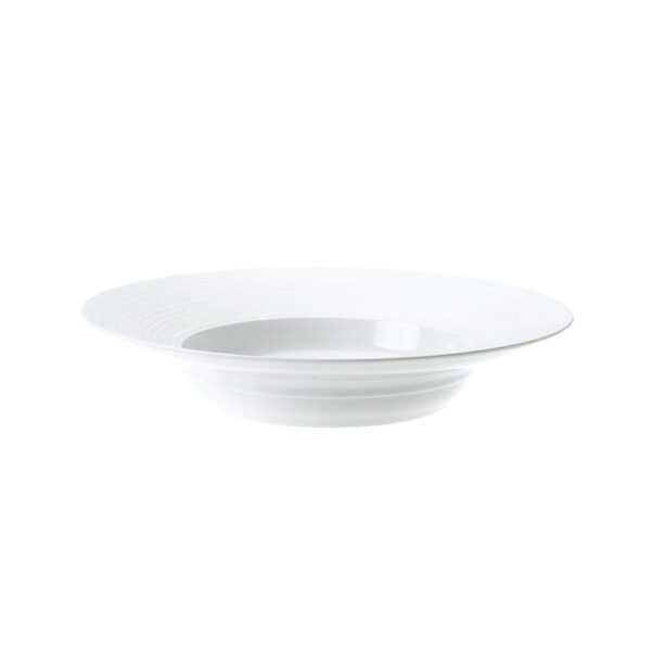 J.L Coquet Hemisphere White Flat Round Dish with Rim