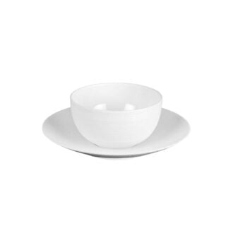 J.L Coquet Hemisphere White Sauce Boat with Tray