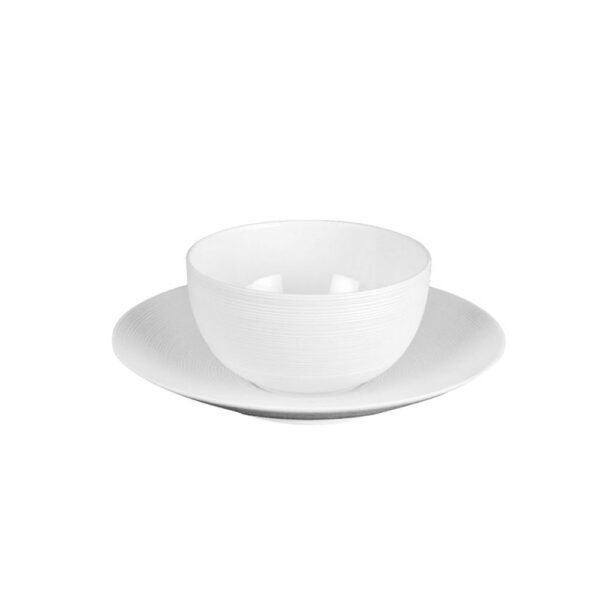 J.L Coquet Hemisphere White Sauce Boat with Tray