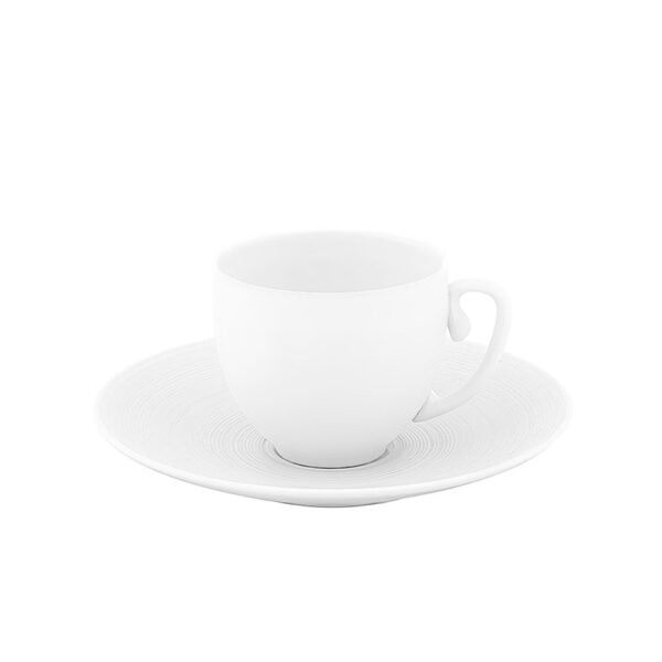 J.L Coquet Hemisphere White Small Coffee Cup and Saucer