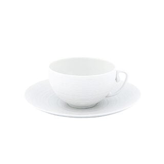 J.L Coquet Hemisphere White Tea Cup and Saucer