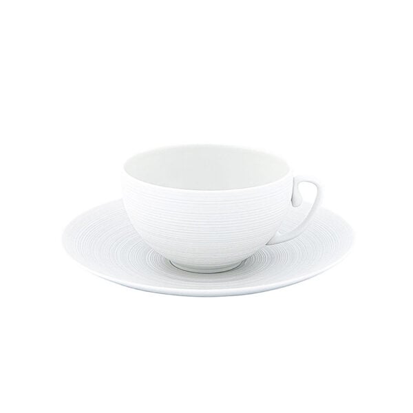 J.L Coquet Hemisphere White Tea Cup and Saucer