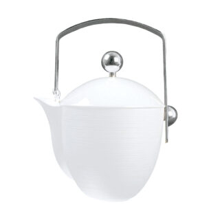 J.L Coquet Hemisphere White Teapot Stainless Steel