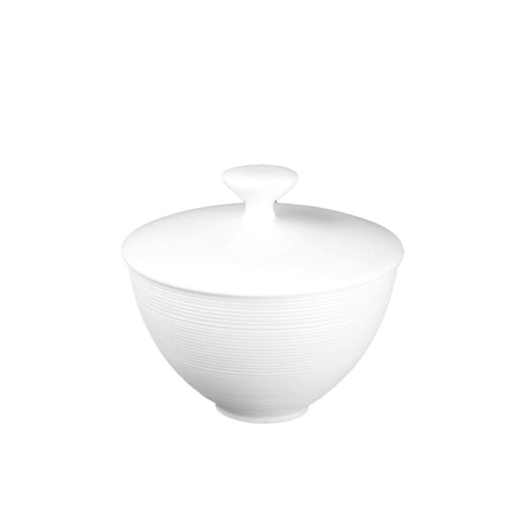 J.L Coquet Hemisphere White Covered Sugar Bowl Small
