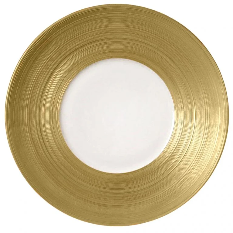 JLCHemisphereGoldCharger1000x1000 J.L Coquet Hemisphere Gold Dinnerware at Kneen & Co. Luxury Porcelain