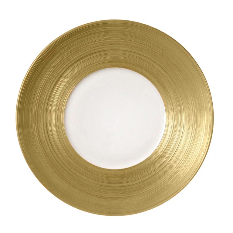 J.L Coquet Hemisphere Gold Dinner Plate at Kneen & Co. Fine Porcelain