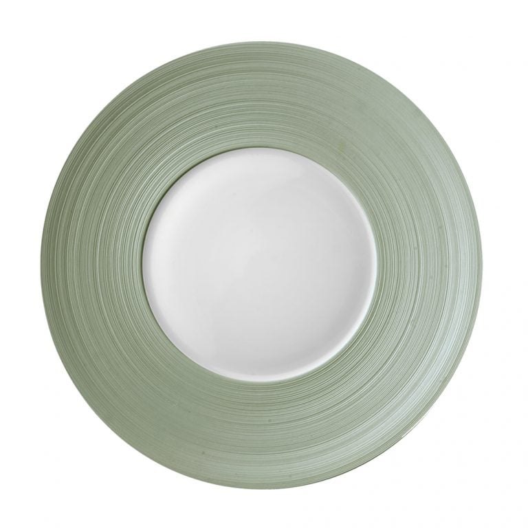J.L Coquet Hemisphere Khaki Green Dinner Plate at Kneen & Co. High-End Porcelain