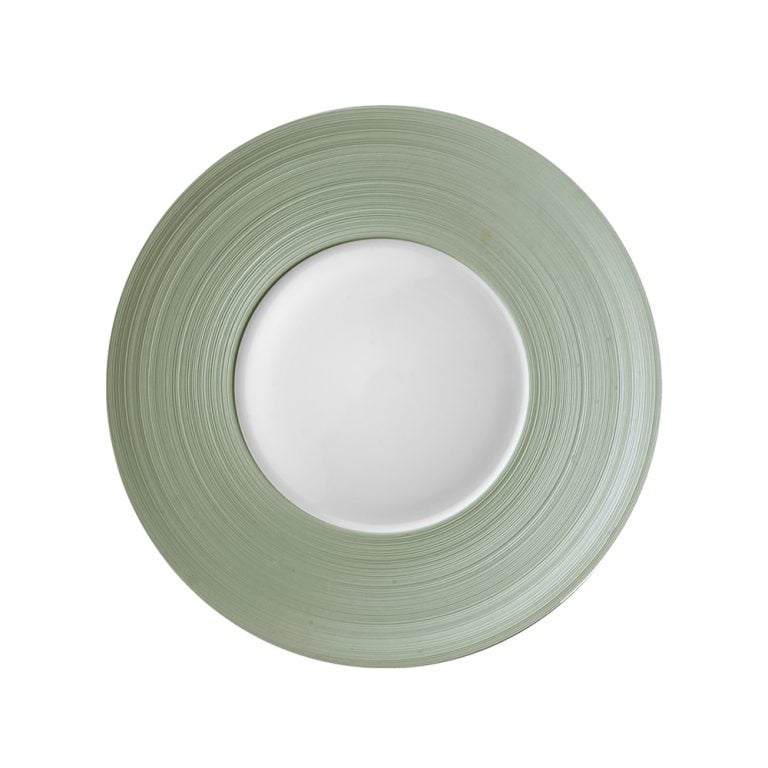 Uploaded ToJ.L Coquet Hemisphere Khaki Green Dessert Plate at Kneen & Co. Designer Porcelain