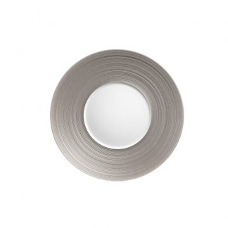 J.L Coquet Hemisphere Metallic Grey Bread and Butter Plate Designer Porcelain at Kneen & Co.