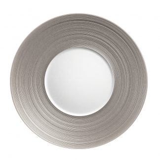 J.L Coquet Hemisphere Metallic Grey Dinner Plate Kneen & Co. Luxury Porcelain