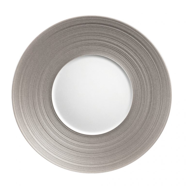 J.L Coquet Hemisphere Metallic Grey Dinner Plate Kneen & Co. Luxury Porcelain