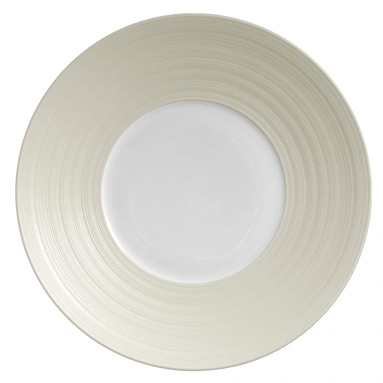 J.L Coquet Hemisphere Vanilla Presentation Plate at Kneen & Co. Designer Porcelain