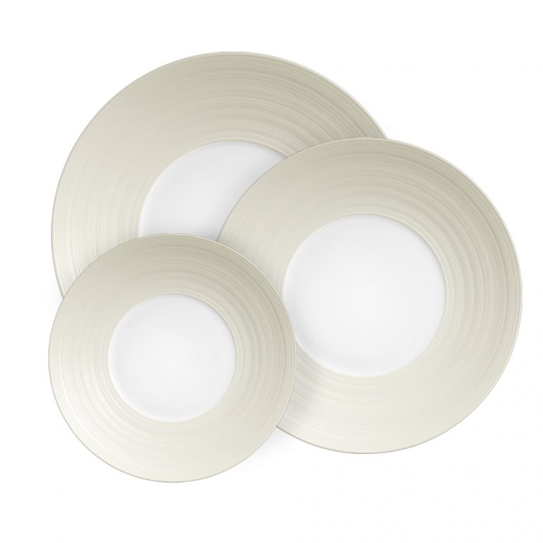 J.L Coquet Hemisphere Vanilla Dinnerware at Kneen & Co. Luxury Porcelain