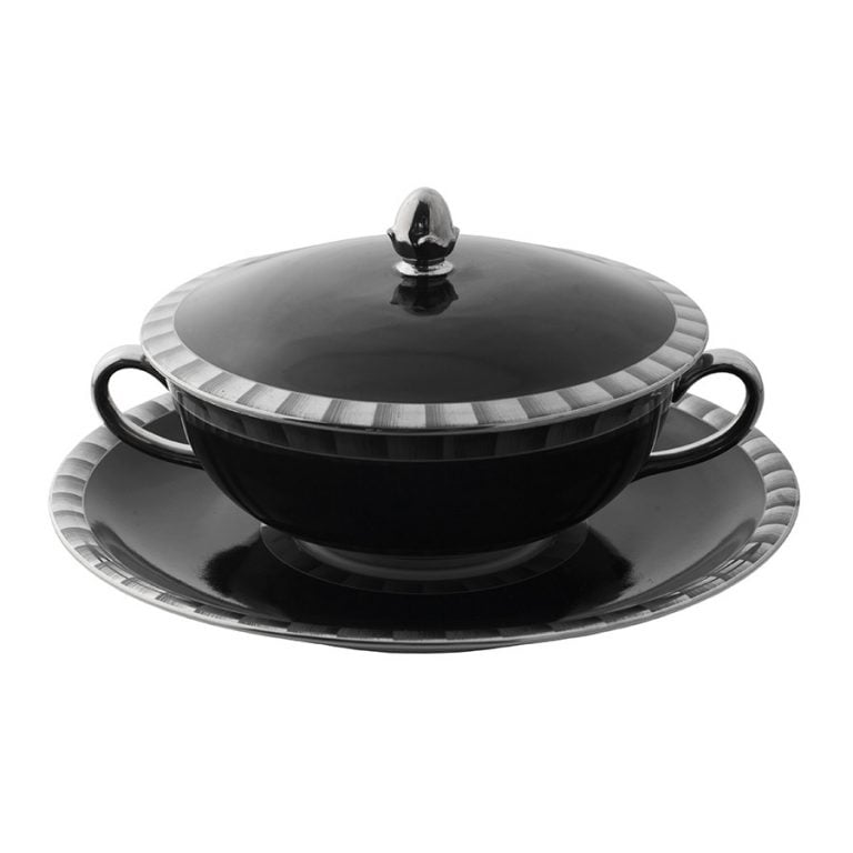 Nymphenburg Lotos Ibis Black Soup Cup and Saucer Nymphenburg Lotos Ibis Black Soup Cup and Saucer