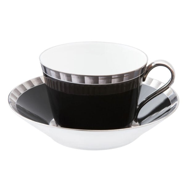 Nymphenburg Lotos Ibis Black Coffee Cup And Saucer Close Up Nymphenburg Lotos Ibis Black Coffee Cup And Saucer Close Up