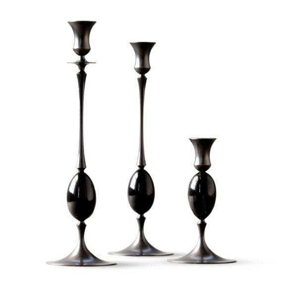 E.R. Butler Oxidized Bronze Candlestick with Buffalo Horn E.R. Butler Oxidized Bronze Candlestick with Buffalo Horn