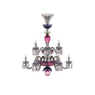 Saint-Louis Crystal Arlequin 12-Light Chandelier Amethyst and Purple