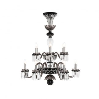 Saint-Louis Crystal Arlequin 12-Light Chandelier Black and Clear