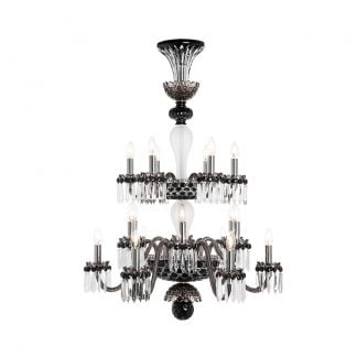 Saint-Louis Crystal Arlequin 18-Light Chandelier Black and Clear