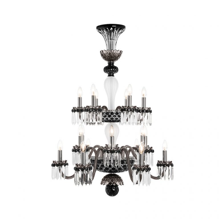 Saint-Louis Crystal Arlequin 18-Light Chandelier Black and Clear Saint-Louis Crystal Arlequin 18-Light Chandelier Black and Clear
