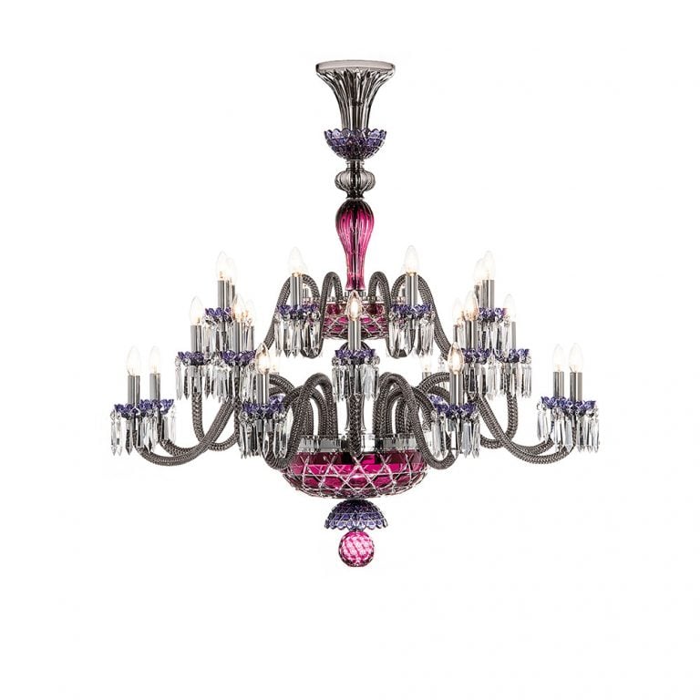 Saint-Louis Crystal Arlequin 24-Light Chandelier Amethyst and Purple Saint-Louis Crystal Arlequin 24-Light Chandelier Amethyst and Purple