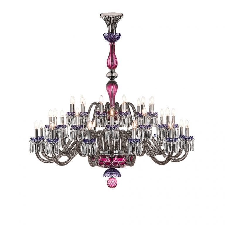 Saint-Louis Crystal Arlequin 36-Light Chandelier Amethyst and Purple