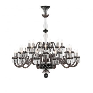 Saint-Louis Crystal Arlequin 36-Light Chandelier Black and Clear