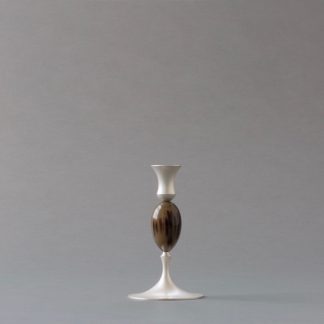 E.R. Butler Satin Silver Candlestick with Ox Horn