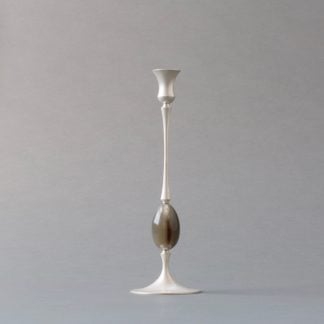 E.R. Butler Satin Silver Candlestick with Ox Horn